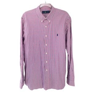 Ralph Lauren Men's Gingham Button Down Shirt Red Blue Plaid Long Sleeve XL